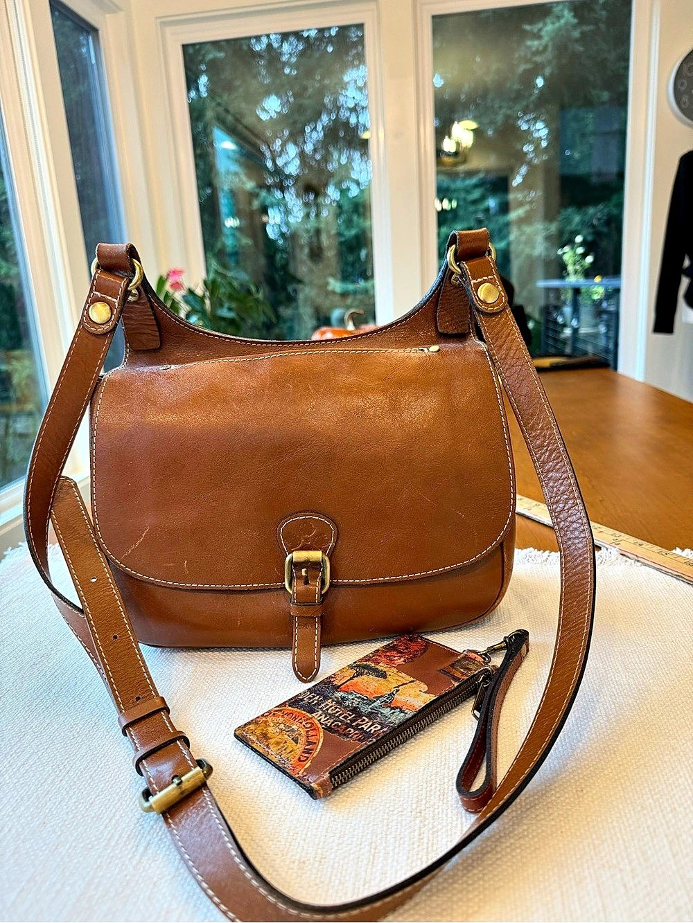 Patricia Nash London Saddle shoulder back with coordinating wristlet wallet